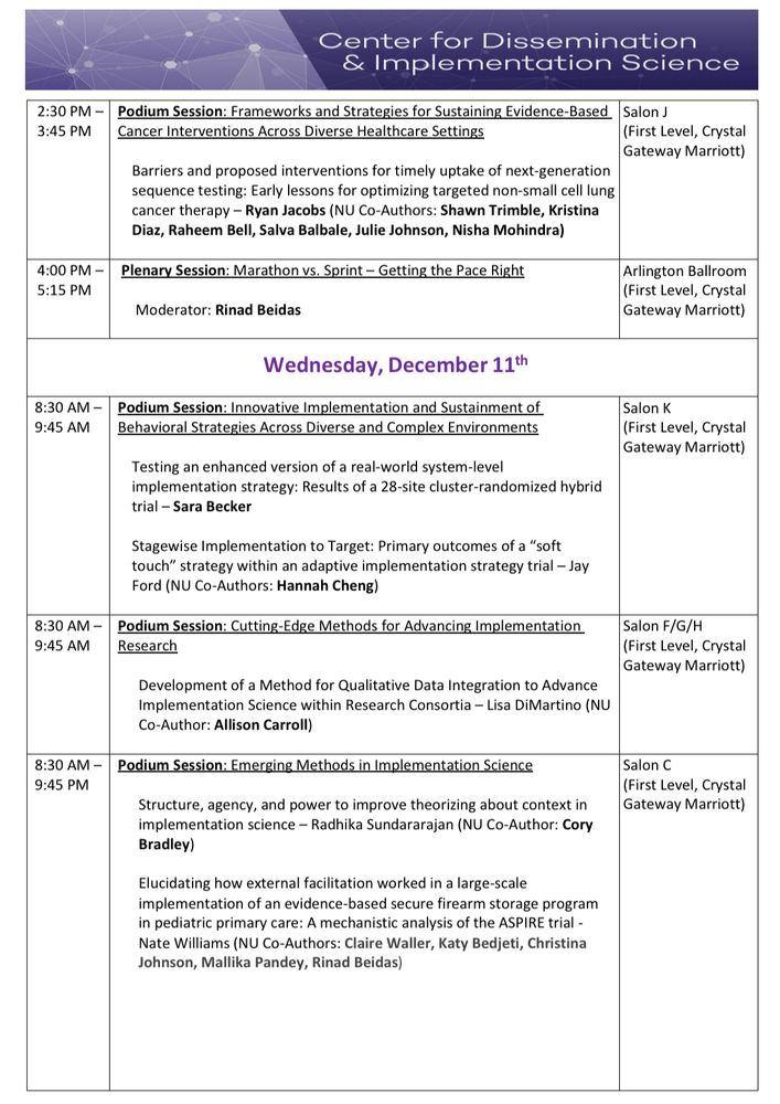 Screenshot of 6th page of 7 page PDF of conference presentations. The PDF can be requested by emailing Cdis dot northwestern dot edu 