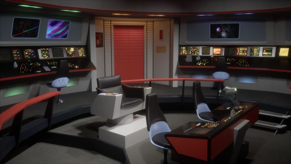 The bridge of the USS Enterprise, NCC-1701 as seen on Star Trek, the Original Series.