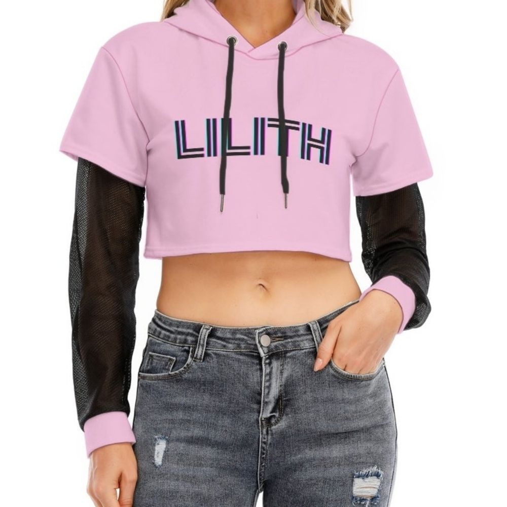 pink and black LILITH hoodie with mesh arms  | The Trippy Gypsy