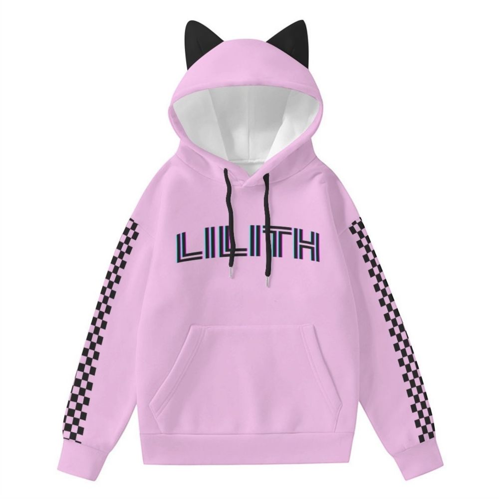 pink and black Lilith hoodie with horns | The Trippy Gypsy