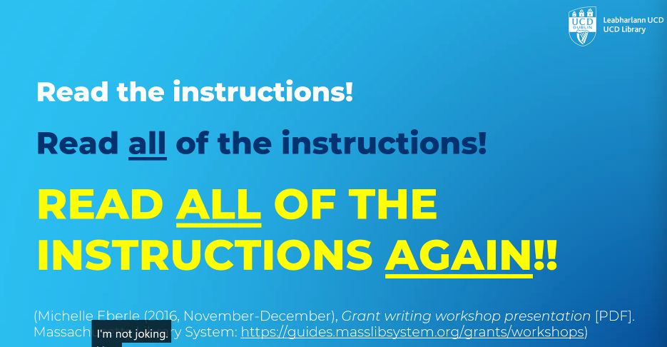 Read all the instructions slide - be sure to read all of the instructions again and again for the grant application. 
