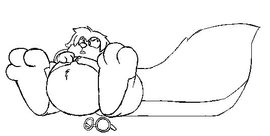A sketch of Tuffie, sitting on the ground. The viewer has a good view of his paws.