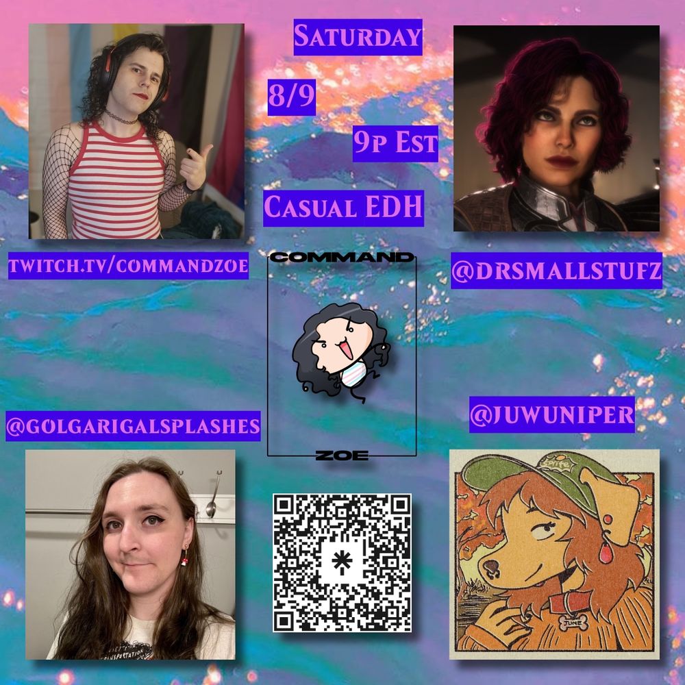 the info from the post with profile pics in each corner and a qr code