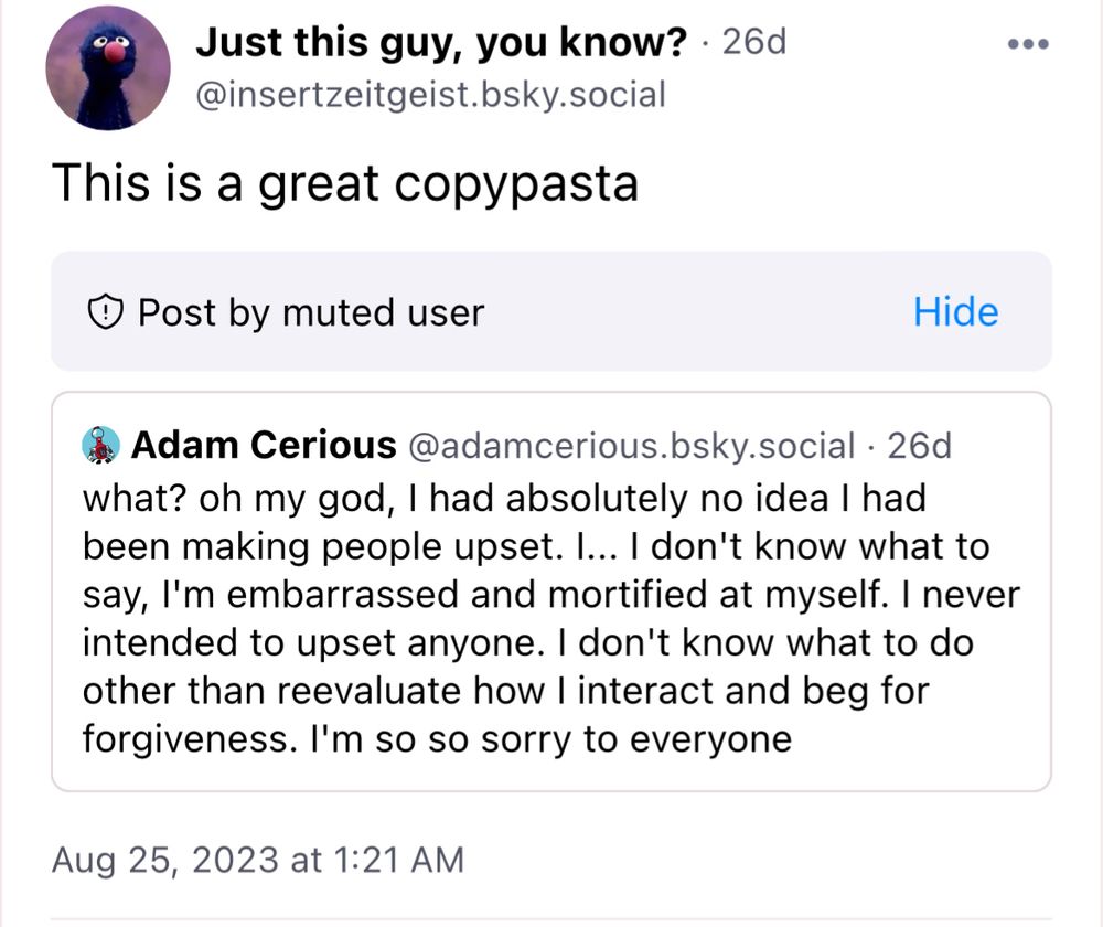 My quote skeet of Adam’s horribly contrived fake-ass reply saying “this is a great copypasta”