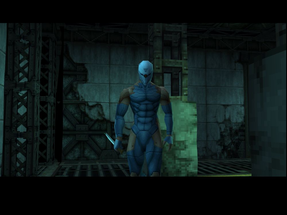 A darkly lit decrepit basement with a weirdo nerd wearing one of those cheap muscle anatomy body suits from Amazon but then spent a fortune on a Power Rangers replica helmet so his ninja cosplay is a Frankenstein's monster of metallic blue, fleshy orange bits.

He looks like he's standing in front of a mirror, trying to take a cool selfie while holding a kitchen knife instead of a katana and looking all stiff and unnatural but looks cool as heck in his mind.