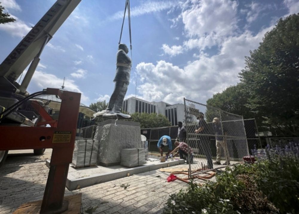 Bronze statue of John Lewis replaces more than 100-year-old Confederate monument