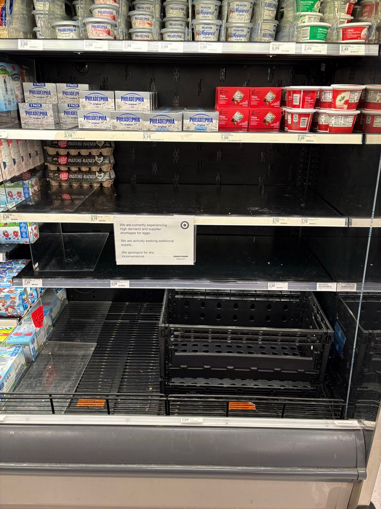 Empty egg shelf at my local Target on the south side of Grand Rapids, 3/5/2025