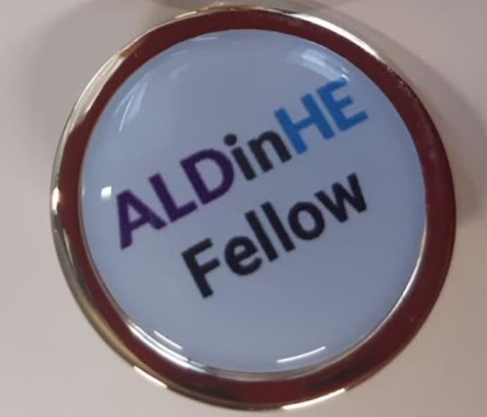 ALDinHE fellow pin badge.