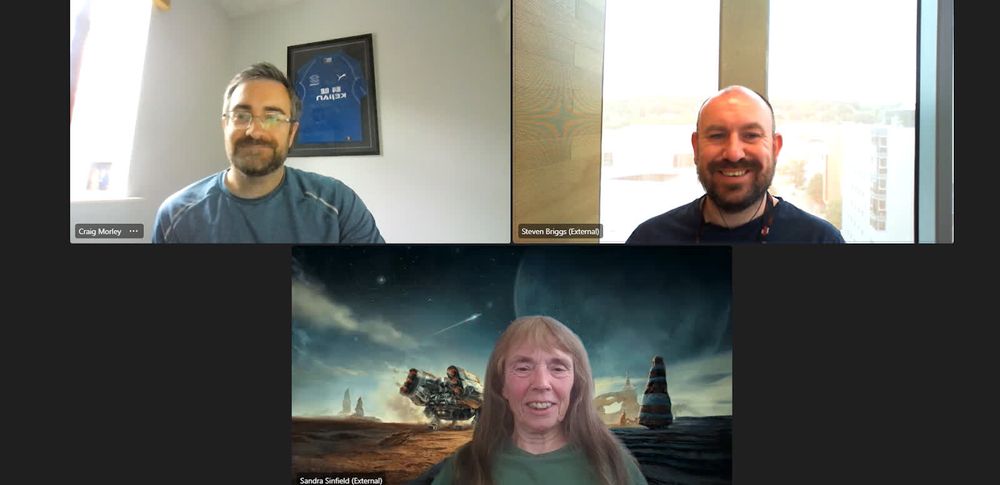 video conference call showing Craig Morley, Steve Briggs and Sandra Sinfield.