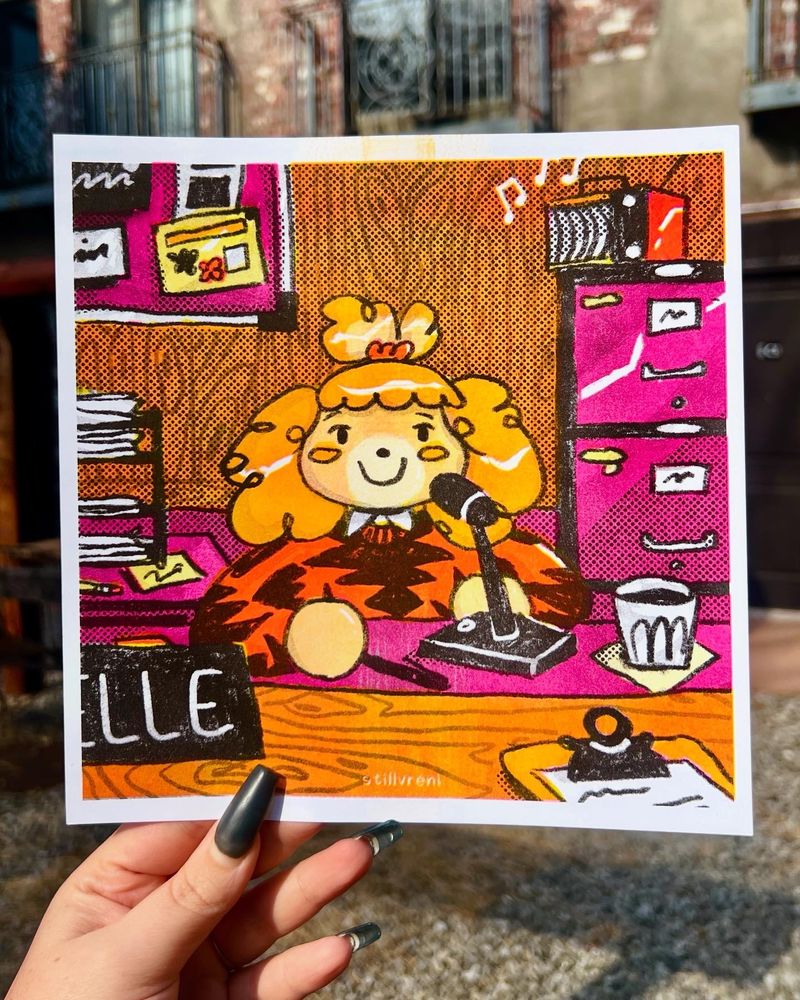 Isabelle from animal crossing riso print