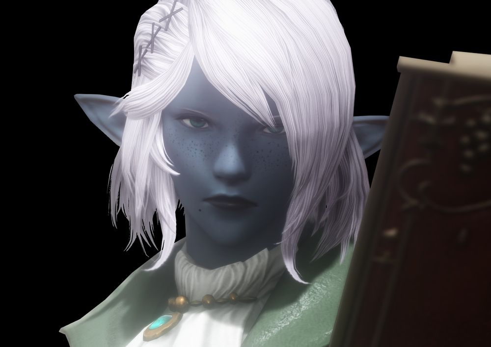 Captain Mary Reed is a tall, authoritative Duskwight. Hair white as snow and eyes a deep green. Clad in aristocratic but practical clothing consistent of a bright green tailcoat, white dress shirt combined with military thighboots, tight manoeuvrable pants and fingerless gloves.

Born a bastard twin of a noble house within Ishgard's Holy See, by birth they were hidden away for their blue pigmentation, unable to hide their illegitimacy from the kingdom, resulting in their ostracization within their very home. 

Barely even of age, their parents tossed Mary and her twin brother out into the brume to fend for themselves, out of fear of causing controversy if found to be children of noble blood. This sparked a harsh fire within the young lass that would burn for the rest of her life. 

Eventually she and her brother stowed away into Central Eorzea, where then the two would be taken in by the local conjurers  of the Shroud where they would be taught in the healing arts. 

They wanted more however, but this is where they'd split. 
Mary wished to become someone far more aggressive, while her brother wanted to be a humble travelling healer. 

Her brother chased Sharlayan, while Mary went westward, to La Noscea, grandiose goals to become a Pioneer who takes pity on those abandoned by their homes and brings justice to the oppressors. A goal she would achieve, with the bond and support of a Samurai with Bozjan heritage.

She would become captain of the Wings of Liberation, a Pioneer crew made almost entirely of misfits, people without a home to return to.

She can be harsh, aggressive and cold, but behind that is a bleeding heart who will take in the ones no one wants and bring them in to her campfire heart upon her ship.