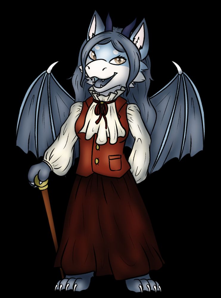 foox dragon in a victorian outfit, meant to look old school vampire