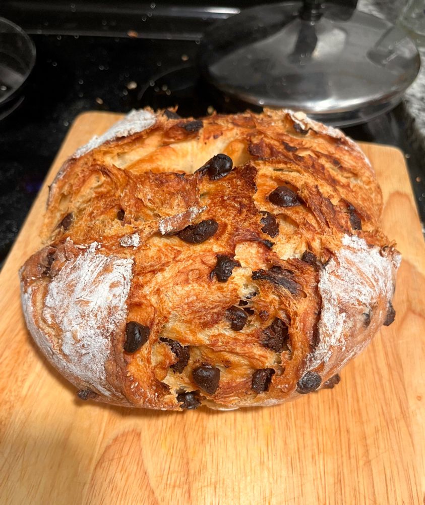 Loaf of homemade chocolate chip bread 
