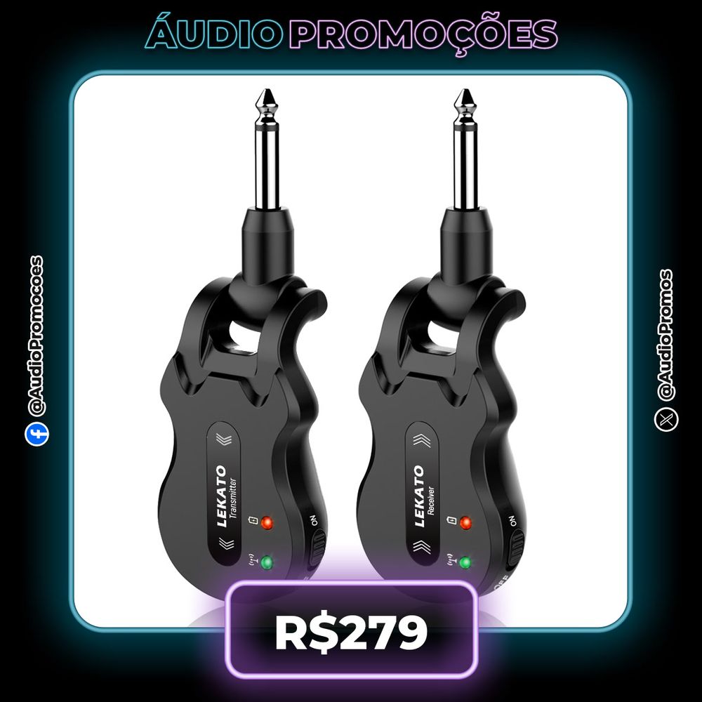 LEKATO-WS-50 Sistema De Transmissor E Receptor De Guitarra Elétrica, Sem Fio, Recarregável, 4 Canais, ISM, 5.8Ghz, Acessórios De Guitarra