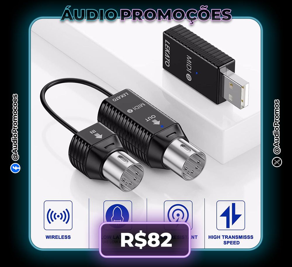 Lekato sem fio midi adaptador cuvave ms1 mini sistema de transmissão sem fio 5 pinos para teclado piano digital para dispositivos midi