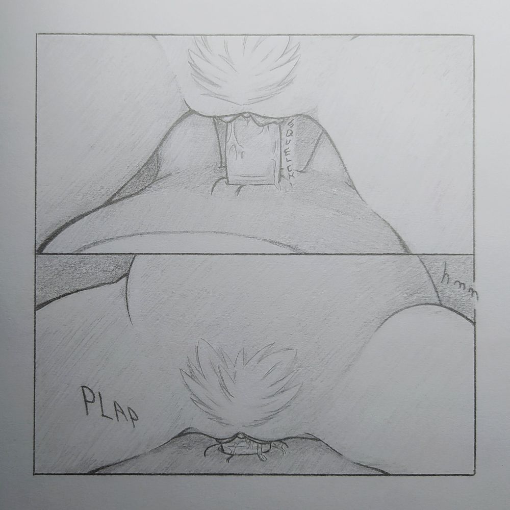 The head of Knuckles' dick slowly enters Rouge with a squelching sound, spreading her inner lips around it before she swallows the rest with the clear sound of their bodies meeting together.
Her pubic hair stand proudly on to of his hips as she lets out a pleased hum.