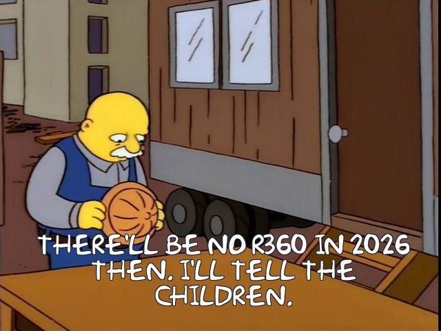 Simpsons children's hospital meme but rugby 360 instead of a medical institution so it's not actually sad