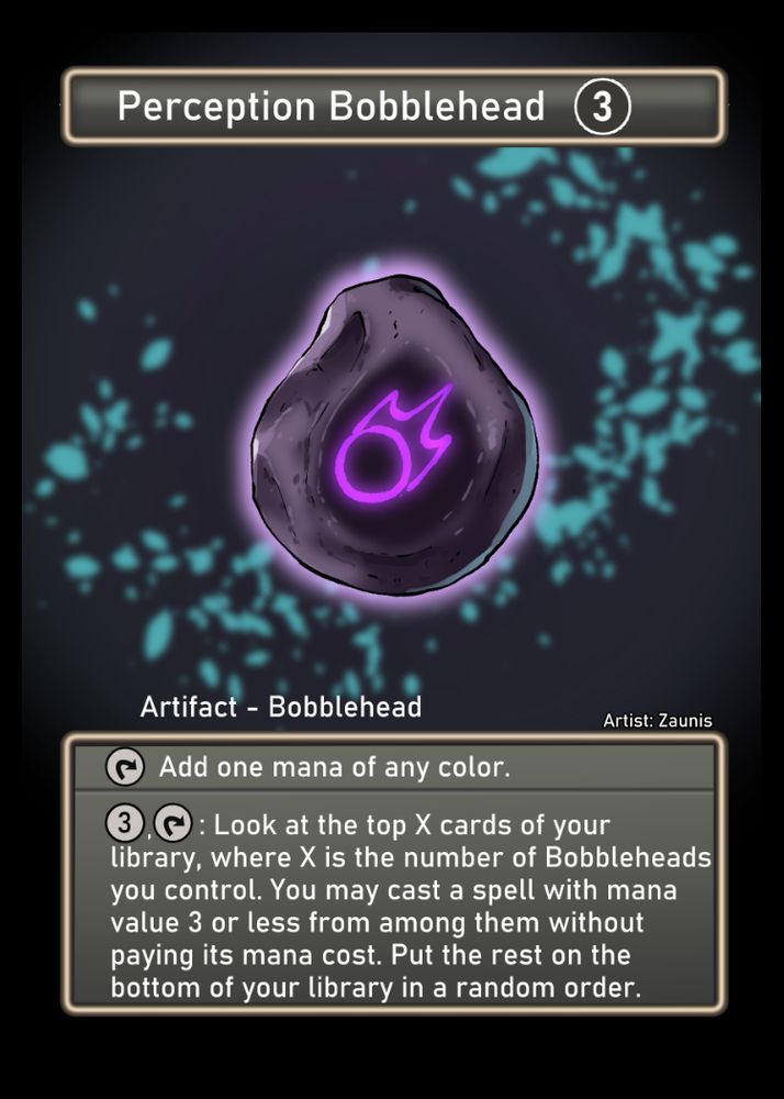 proxy mtg card art of the Black Mage job stone over a Bobblehead card