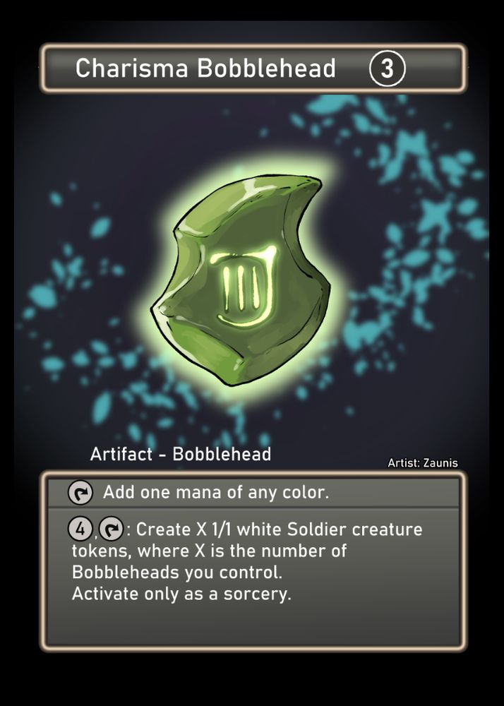 charisma bobblehead MTG proxy card art with Bard job stone