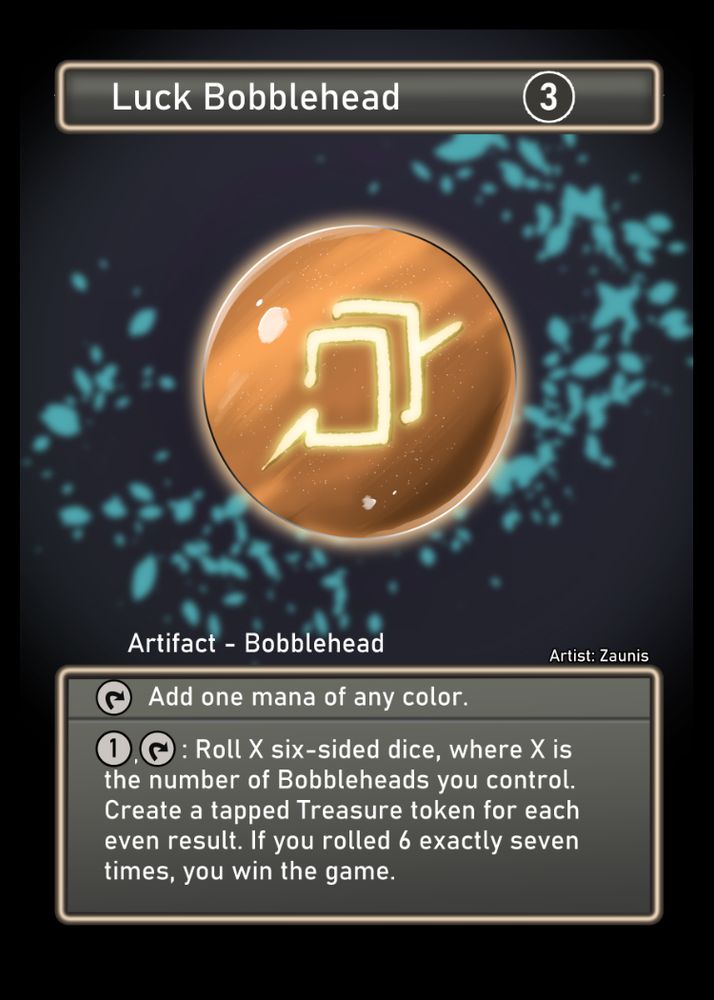Luck bobblehead MTG proxy card art with Astrologian job stone