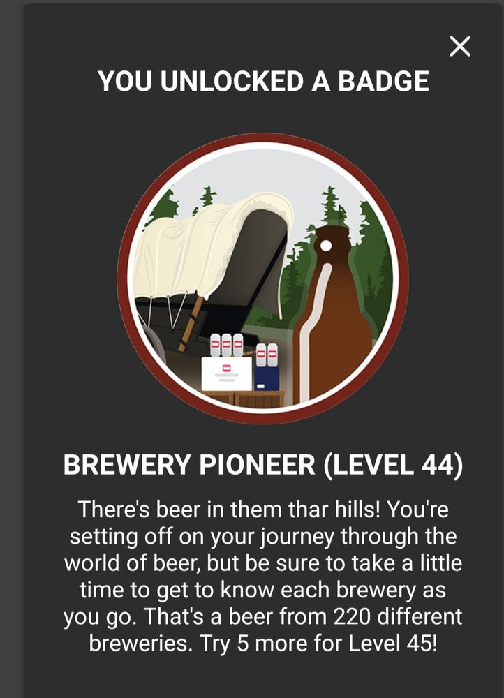 Screenshot from Untappd app saying I'd drank beers from 220 different breweries. 