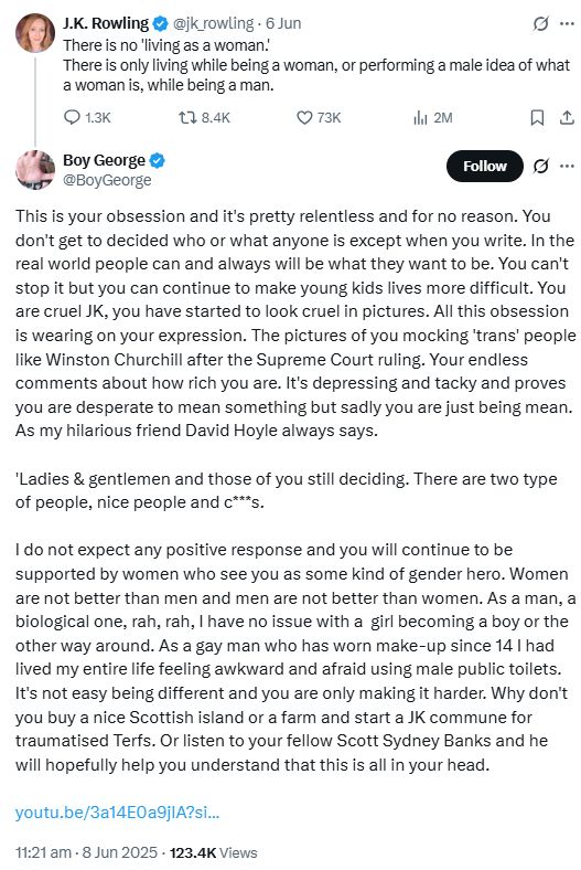 Boy George wrecking JK Rowling