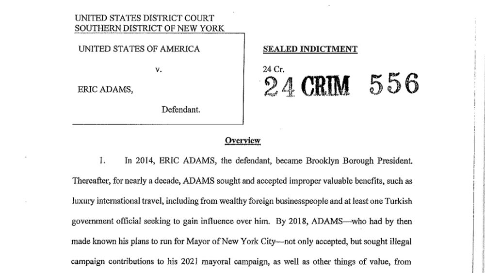 Read the Eric Adams Indictment