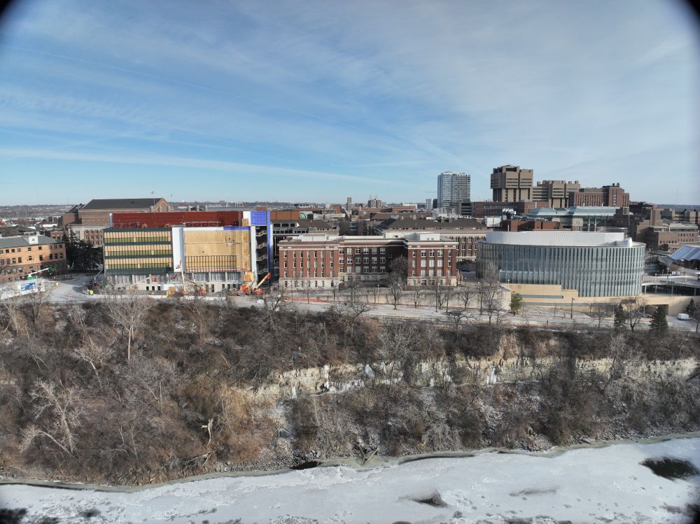 Photograph of the University of Minnesota Chemistry teaching building under construction.