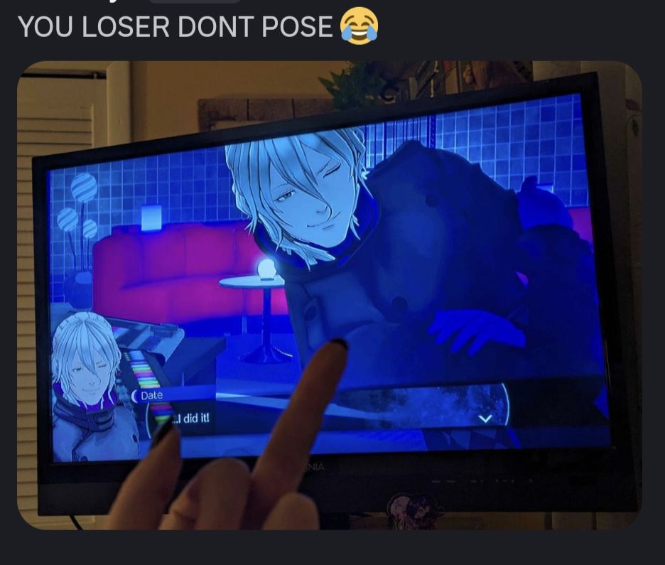 Me flipping off Kaname Date after he solved a puzzle. I love him, actually 