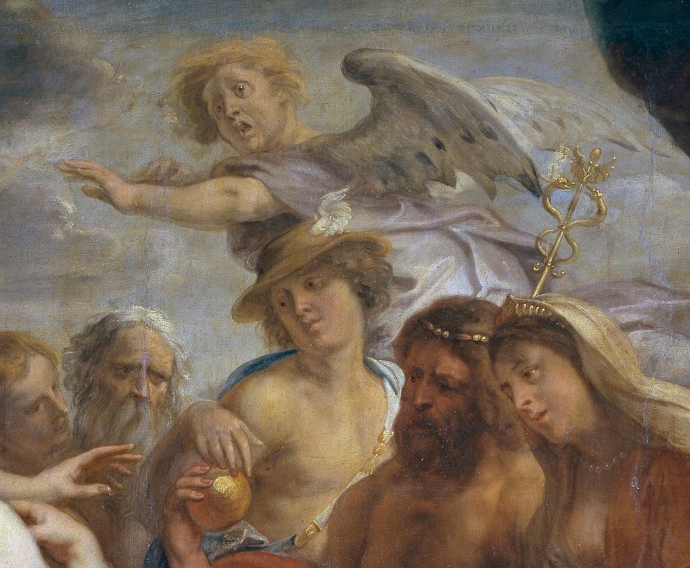 ...an absolutely stoned looking Paul McCartney lookalike (he's even got Wings, hahahahaha) in a blonde wig and a light blue dress