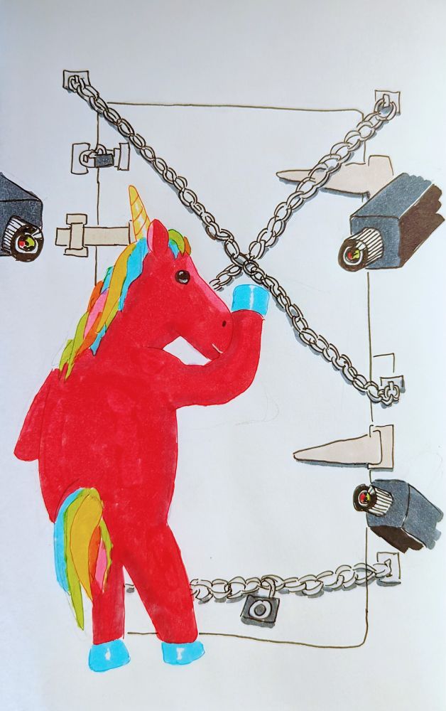 Unicorn is checking that the door is really really locked