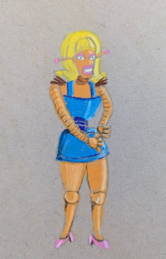 A sexy robot asking you to perform some sort of repairs on her