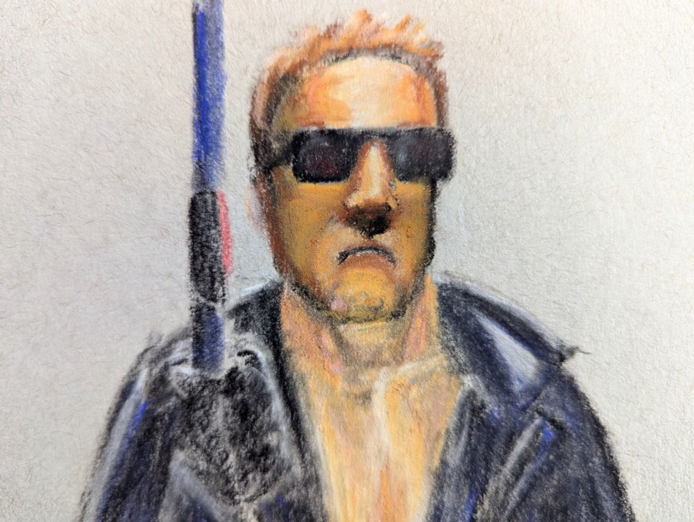 Terminator patiently waiting in the bus