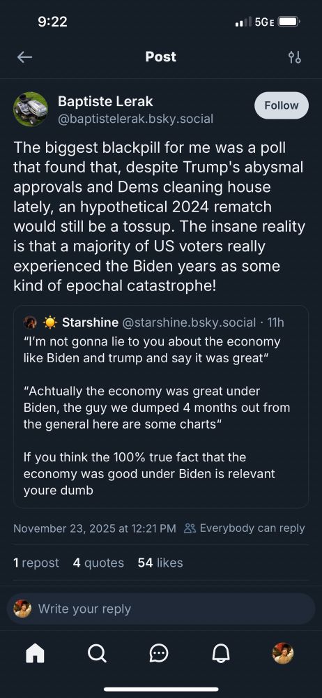 Bunch of elaborate midwit theorizing on voters’ false-consciousness experience of the Biden economy 