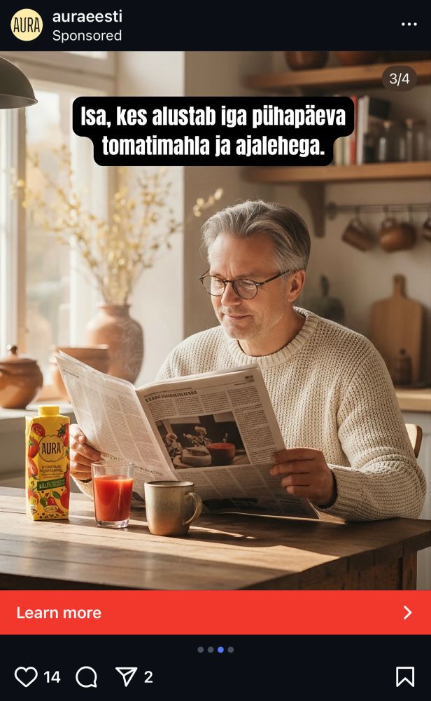 Isa, kes alustab iga pühapäeva tomatimahla ja ajalehega