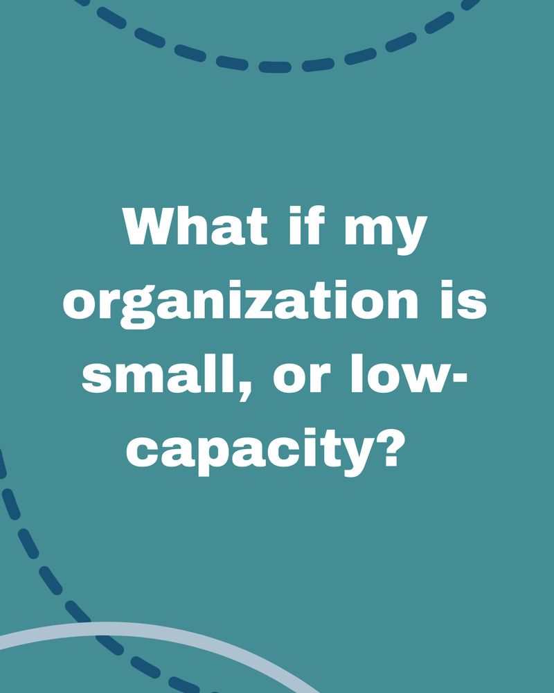 Image text reads: What if my organization is small, or low-capacity? 