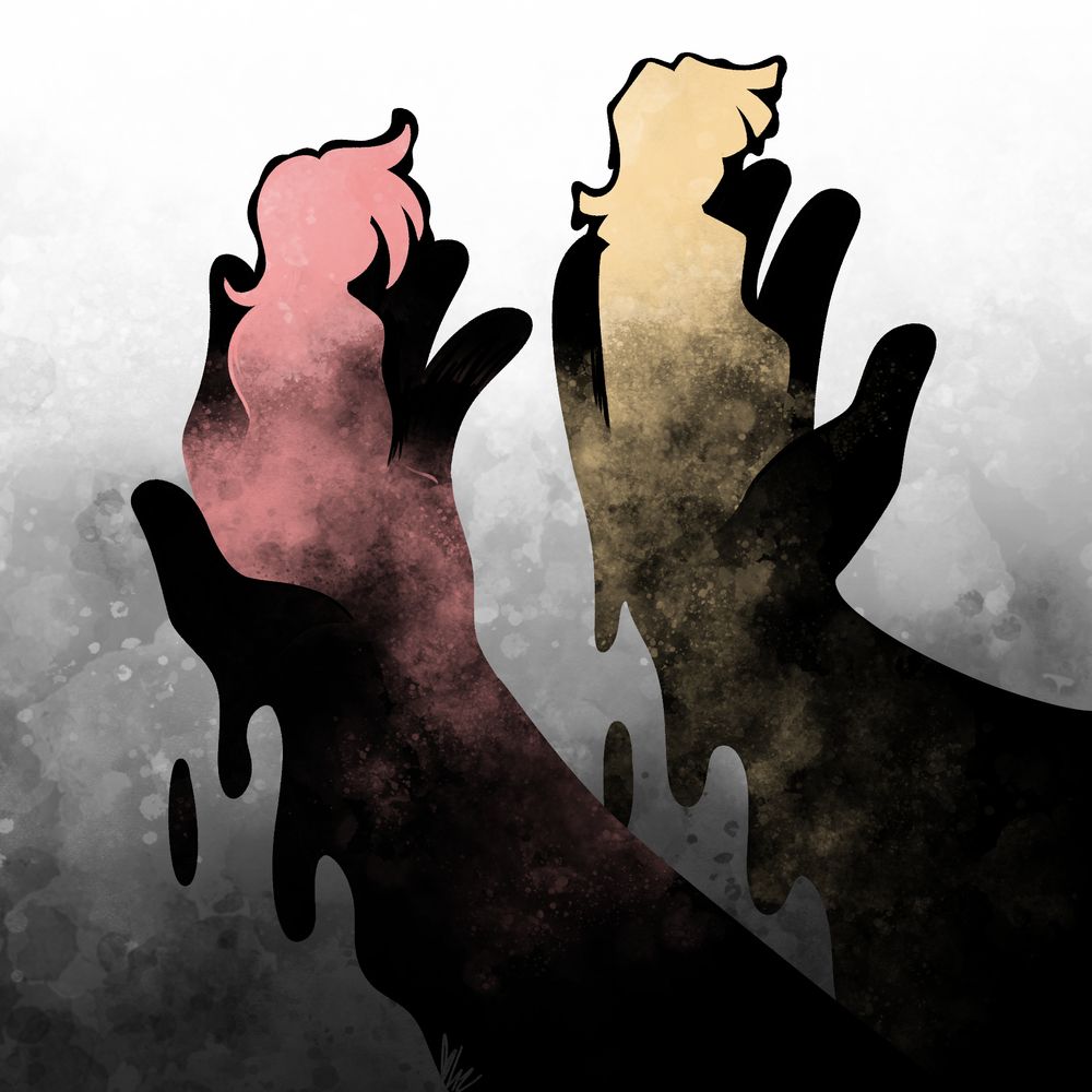 the color takes shape in the gloopy hands.