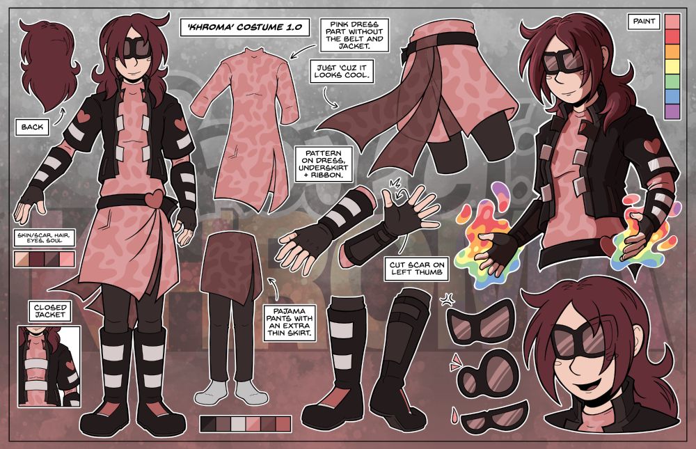 It is a costume ref sheet for Karol's 'Khroma' costume. 