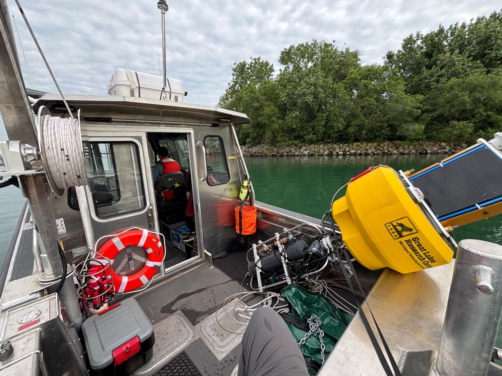 A buoy on a boat on its way to Lake Erie.