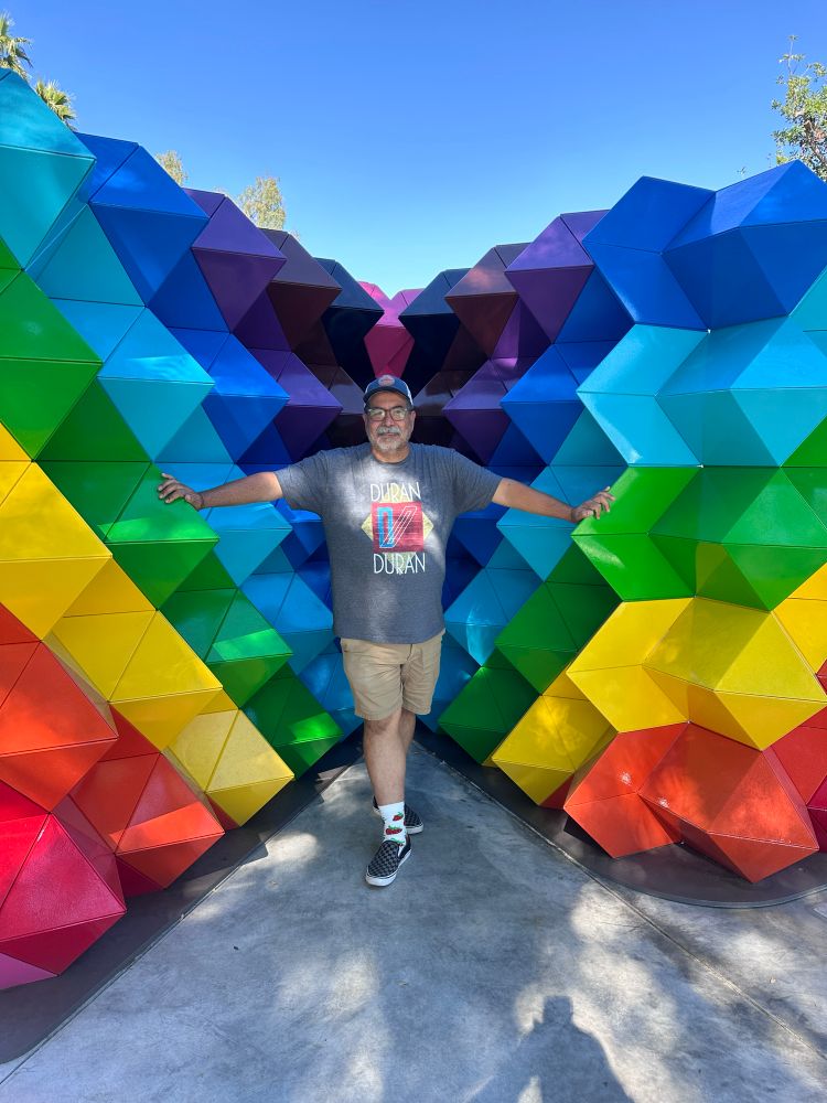 Posing in front of the Pride Monument in Palm Springs. I just returned from Pride Weekend, back in San Diego.