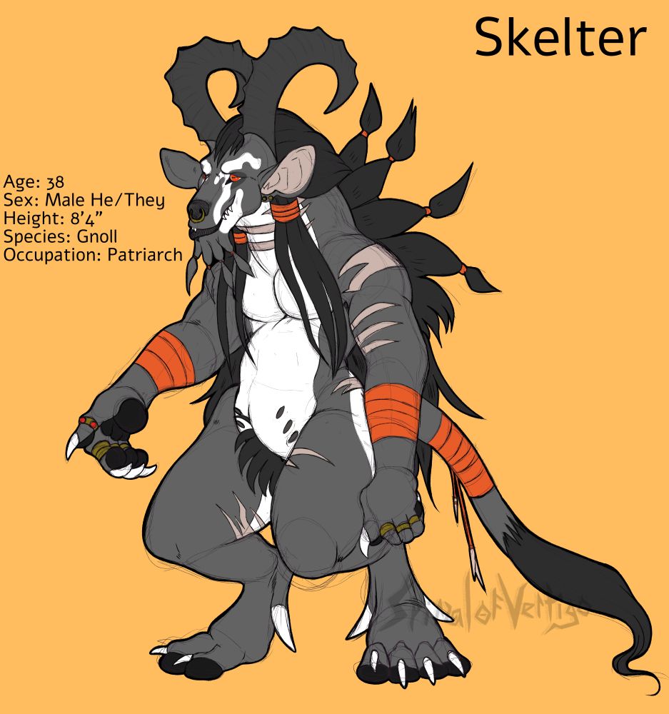 A horned gnoll with sable antelope like attributes.