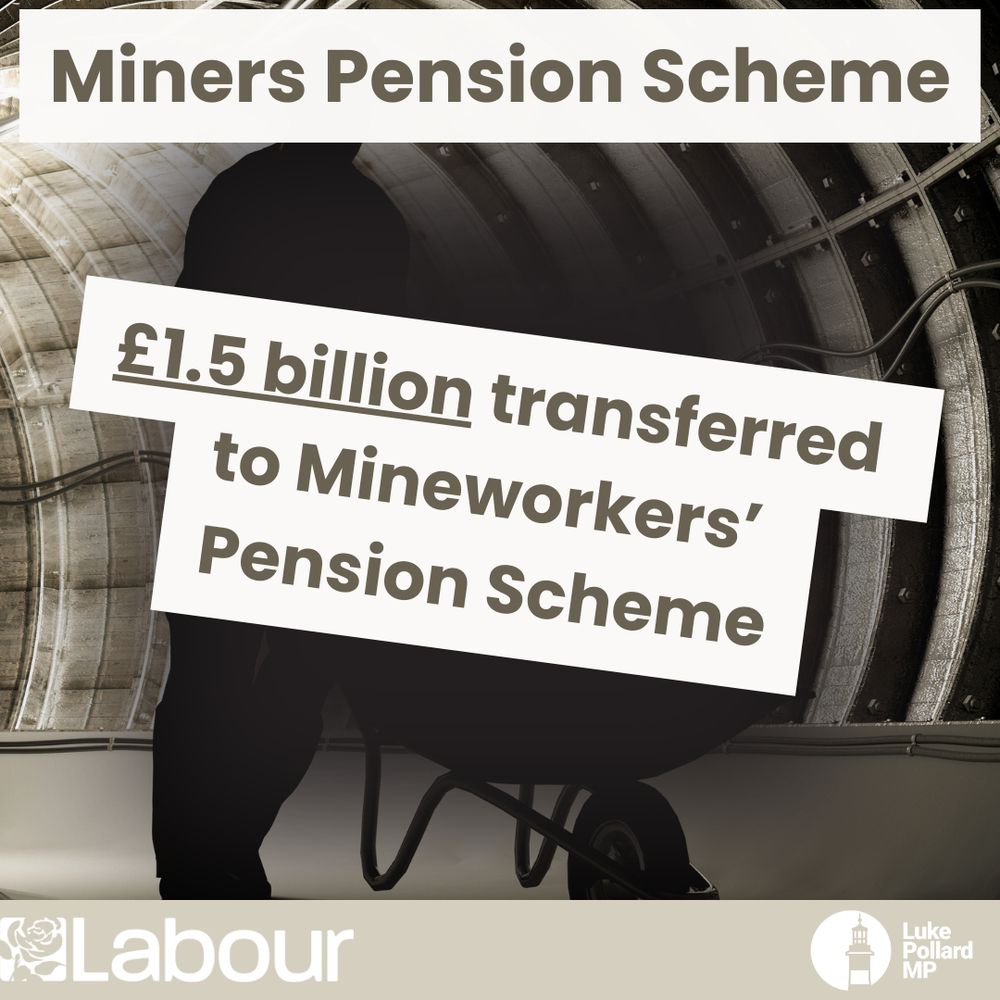 Graphic with Mineworkers' pension increase of £1.5 billion to the scheme