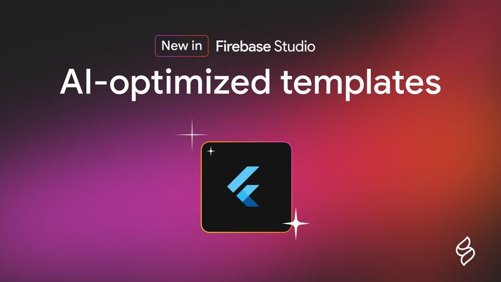 Graphic which says "New in Firebase Studio: AI-optimized templates" above the Flutter logo