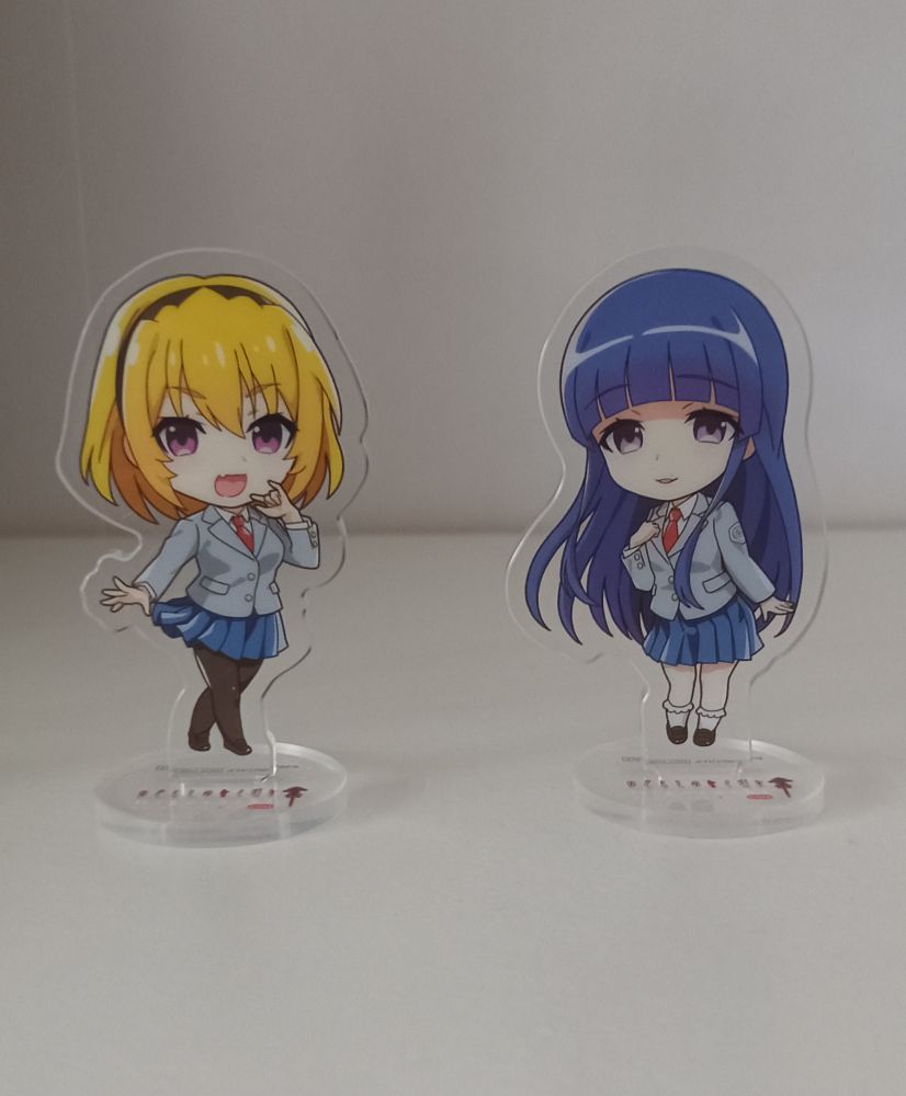 Acrylic figures of Satoko and Rika from Higurashi