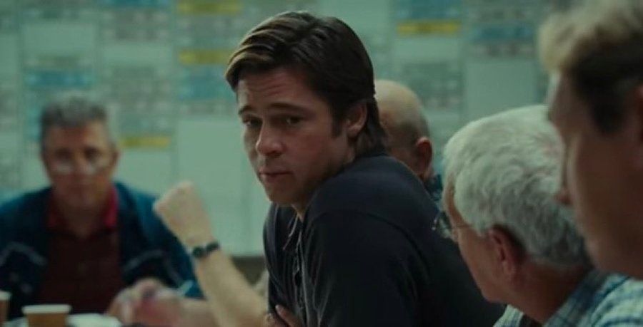 screencap of Brad Pitt as Billy Beane in Moneyball 