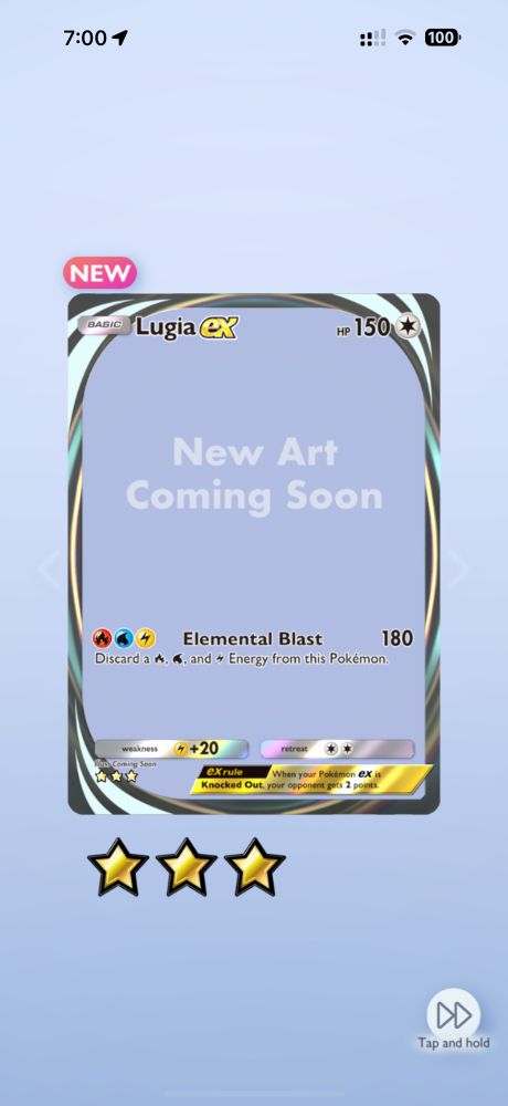 A Pokemon card with the art “New Art calling Soon” on it