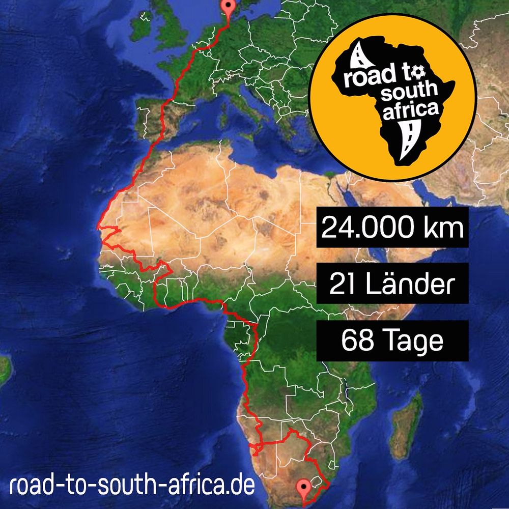 Karte der Strecke durch Afrika