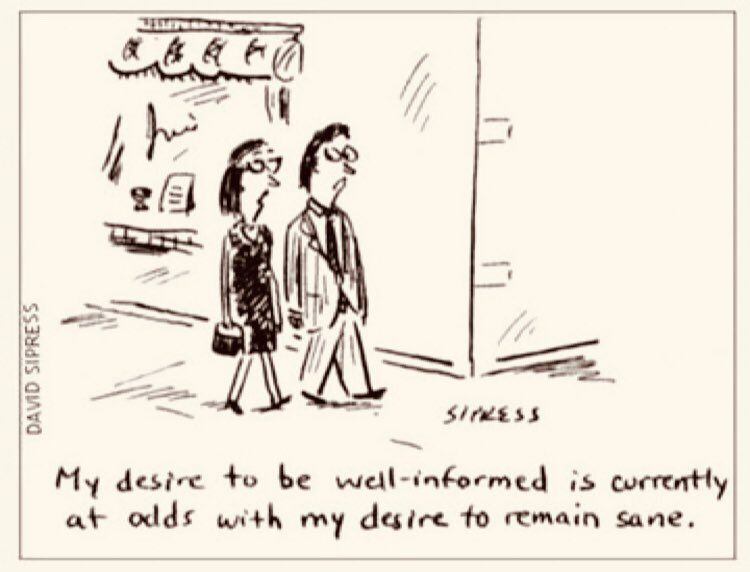 My desire to be well-informed is currently at odds with my desire to remain sane. - David Sipress