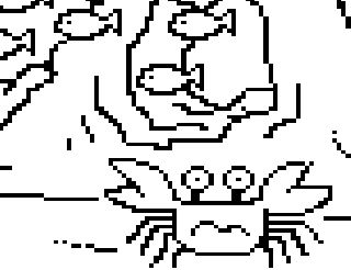 The underwater coloring page, uncolored.