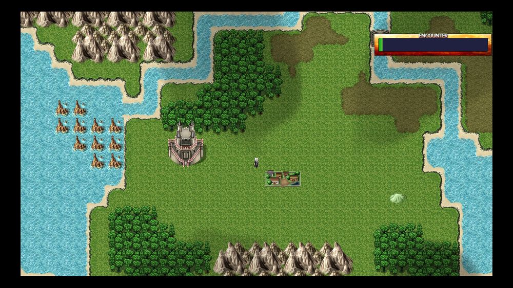 Lystara traversing the world map with the Encounter gauge present.